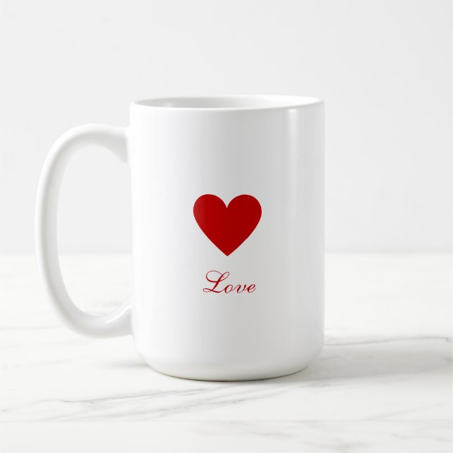 Caneca De Café Valentine's Day Elegant Red Heart Love (Esquerda)