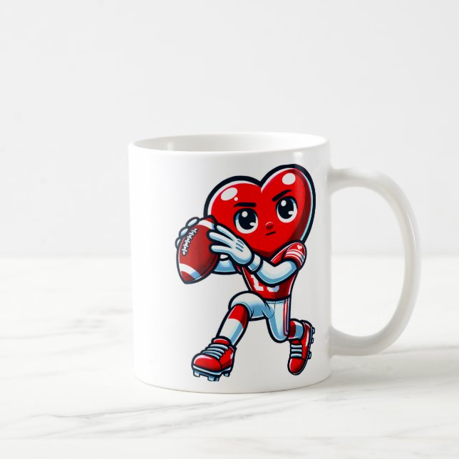 Caneca De Café Valentines Day Heart Quarterback Football Srts  (Direita)