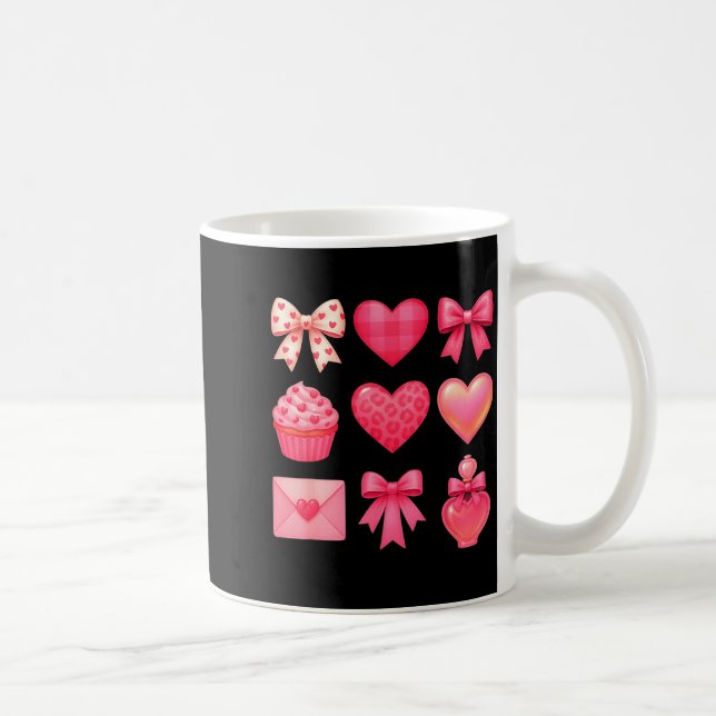 Caneca De Café Valentines Day Hearts Leopard Coquette Bow Party W (Direita)