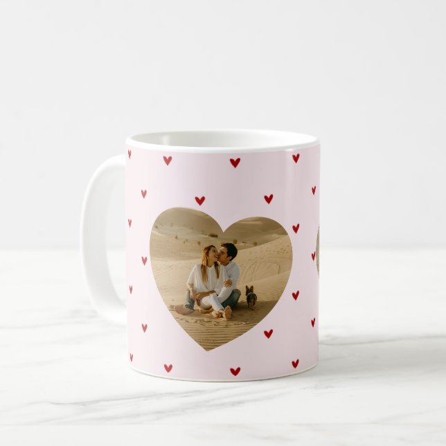 Caneca De Café Valentine's Day Hearts Red Pink Photo (Frente Esquerda)