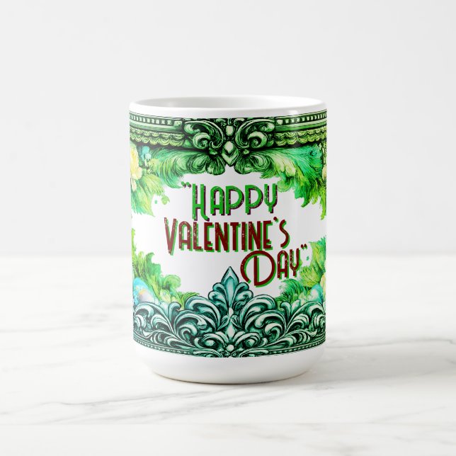 Caneca De Café Valentine's Day Mugs Green Floral Design (Centro)