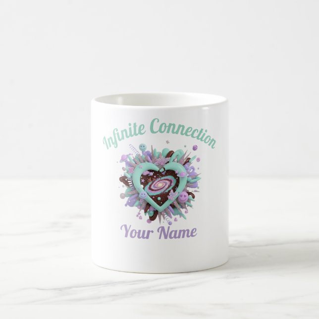 Caneca De Café Valentine's Day & Purple and teal Personalized Mug (Centro)
