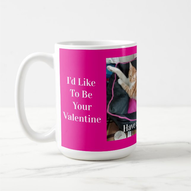 Caneca De Café Valentine's Ginger Cat Photo Fun (Esquerda)