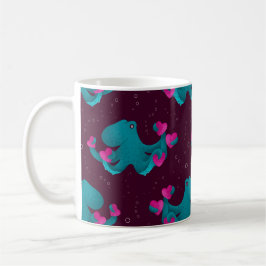 Caneca De Café Valentine's Octopus and Hearts