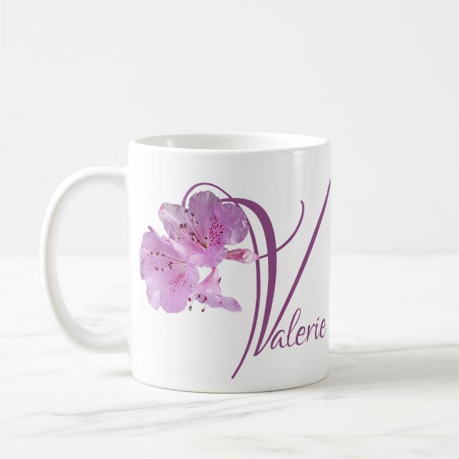 Caneca De Café Valerie personalizável nome cor-de-rosa, diversão  (Esquerda)