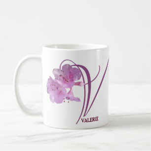 Caneca De Café Valerie personalizável nome rosa-rosa-rosa flores 