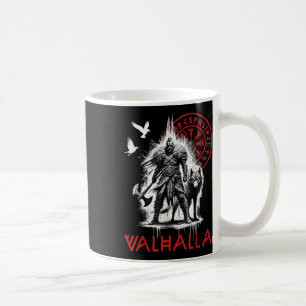 Caneca De Café Valhalla Odin Lobo E Corvo Runas Viking Nórdico Co