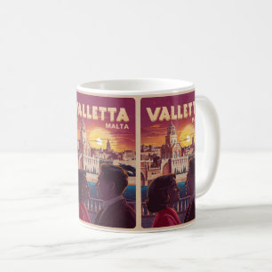 Caneca De Café Valletta Vintage, lembranças de viagem e presentes