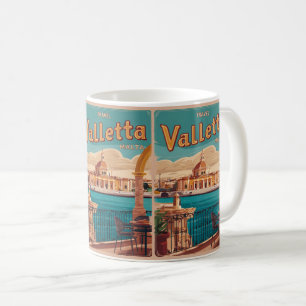Caneca De Café Valletta Vintage, lembranças de viagem e presentes