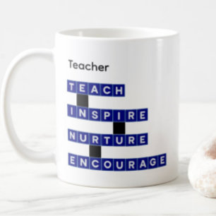 Caneca De Café Valores de Nome Personalizado de Professor Azulejo