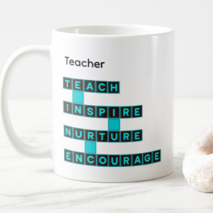 Caneca De Café Valores de Nome Personalizado de Professor Telha V