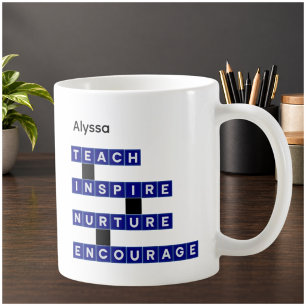 Caneca De Café Valores do Instrutor Educador Professor Azul Preto