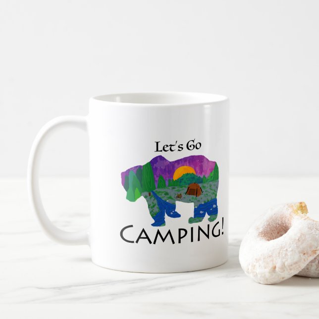 Caneca De Café Vamos Acampar (Com Donut)