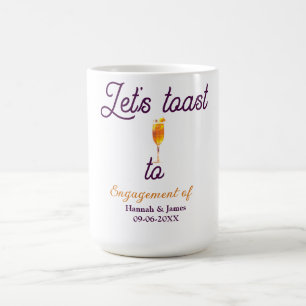 Caneca De Café Vamos brindar ao nome da festa de noivado data taç