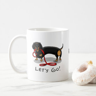 Caneca De Café Vamos! Dachshund (preto e bronzeado)