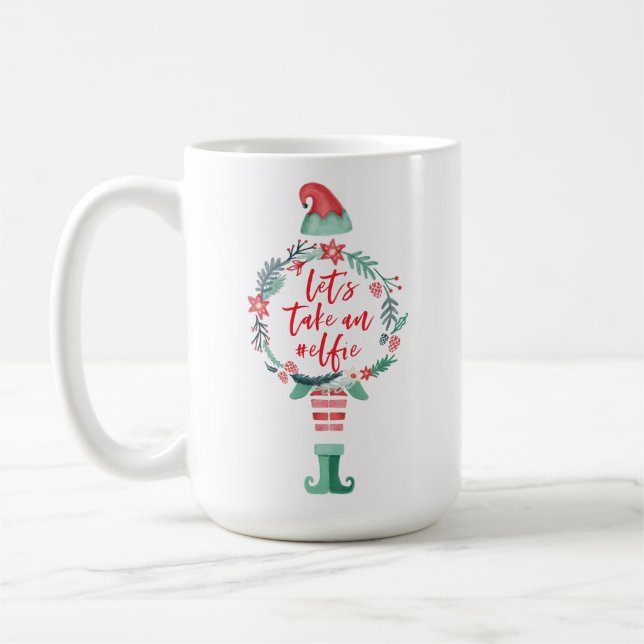 Caneca De Café Vamos De Elfo Festivo Feriado De Natal Toma Uma #E (Esquerda)