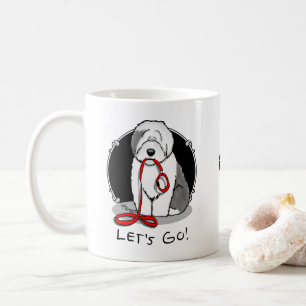 Caneca De Café Vamos Engraçado Vai! Sheepdog Inglês (Cinza 1)