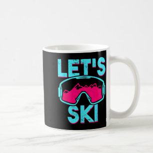Caneca De Café Vamos esquiar, óculos de esqui retrô vintage anos