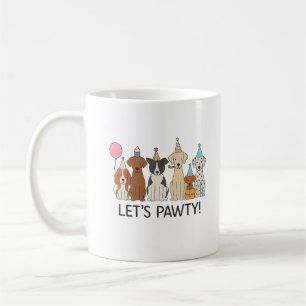 Caneca De Café Vamos Festejar Cachorros Fofos Celebração de Festa