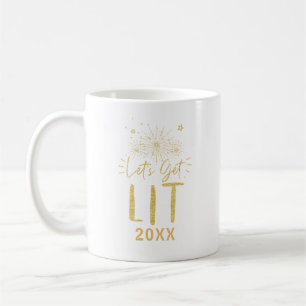 Caneca De Café Vamos Ficar Bêbados Tipografia Dourada Festa de An