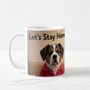 Caneca De Café Vamos ficar em casa e pedir cães de animação da Pu