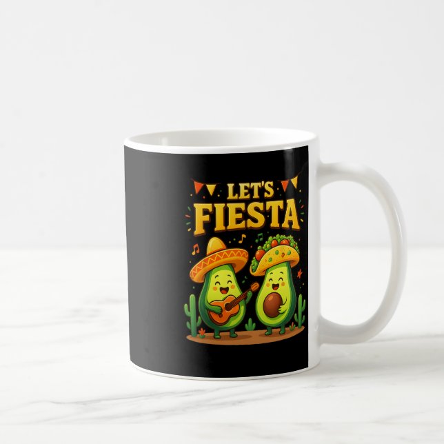 Caneca De Café Vamos Fiesta Mexicano Cinco de Mayo Avocado Tacos  (Direita)
