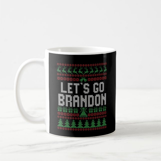Caneca De Café Vamos Go Brandon Engraçado Suéter de Natal Feio (Esquerda)
