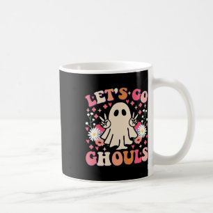 Caneca De Café Vamos Go Ghouls Retro Fantasma Floral Groovy Hallo