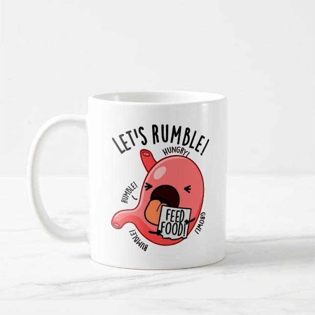 Caneca De Café Vamos Rumble Engraçado Stomach Pun (Esquerda)