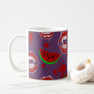 Caneca De Café Vampiro & Melancia Assustador Summerween Roxo