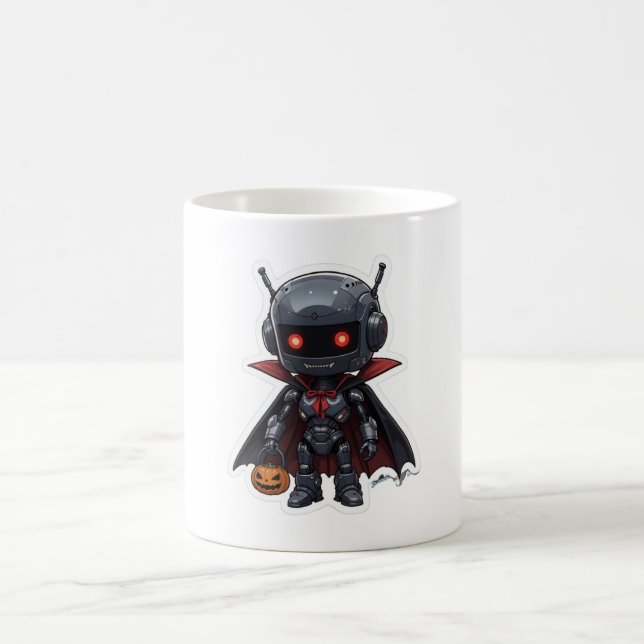 Caneca De Café Vampiro Robô Halloween Mug Cute Sci-Fi Spookup Cup (Centro)