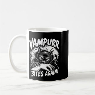 Caneca De Café Vampurr morde amante de gato de halloween no Hallo