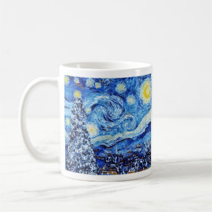 Caneca De Café Van Gogh - A Noite Estrelada - Natal Branco