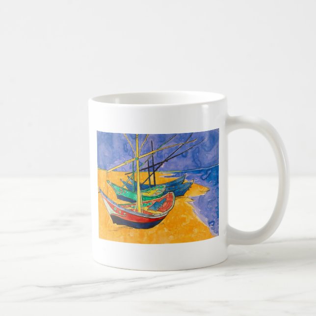 Caneca De Café Van Gogh Boats Impressionism Beach (Direita)