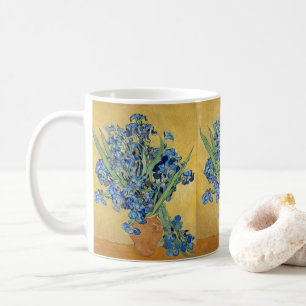 Caneca De Café Van Gogh Irises Vase Blue Flowers Buquê Belas Arte