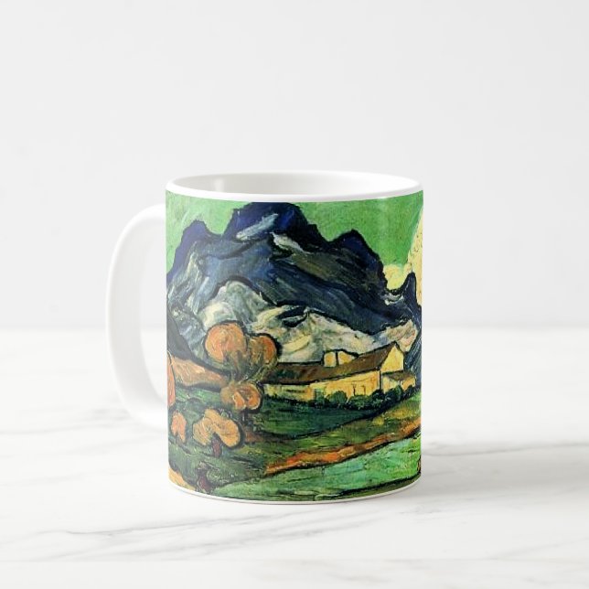 Caneca De Café Van Gogh - Monte Gaussier com Mas de Saint-Paul (Frente Esquerda)