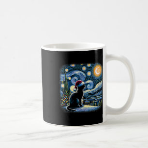 Caneca De Café Van Gogh Starry Night Cat Funny Black Christma