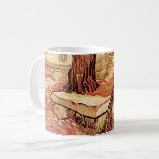 Caneca De Café Van Gogh Stone Bench em Jardim, Hospital Paul Rua (Frente Esquerda)