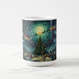 Caneca De Café Van Gogh Style Christmas Coffee Mug Santa Sleigh