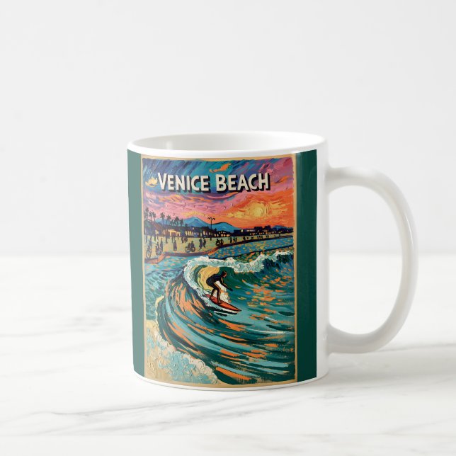 Caneca De Café Van Gogh Venice Beach Surfando Califórnia Retro (Direita)