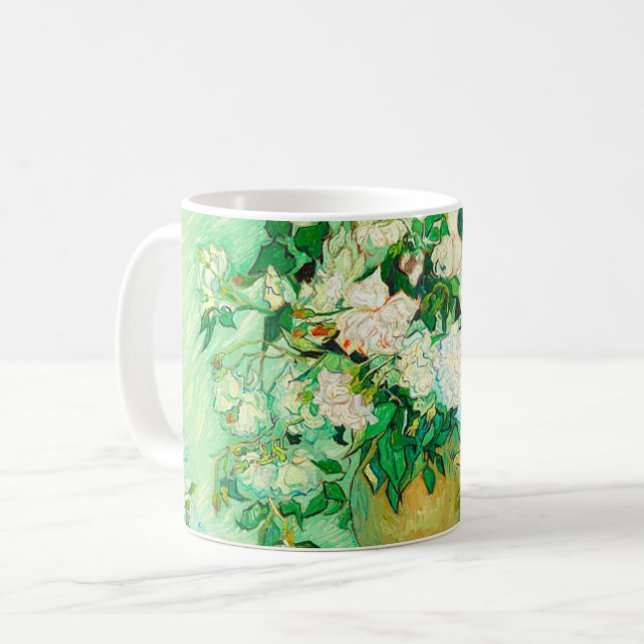 Caneca De Café Van Gogh White Roses (Frente Esquerda)