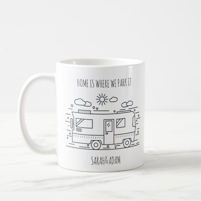 Caneca De Café Van Life Personalizado, Camper Van Couples Mug (Esquerda)