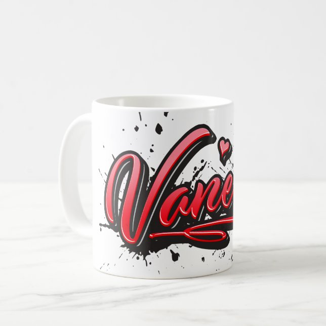 Caneca De Café Vanessa red Heart Graffiti Tasse Kaffeetasse (Frente Esquerda)