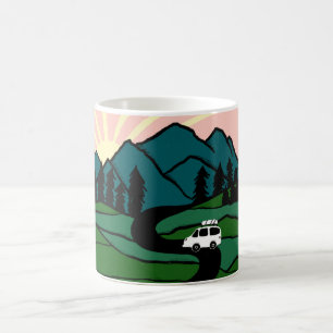 Caneca De Café Vanlife Road Trip Campervan Mountain Sunrise