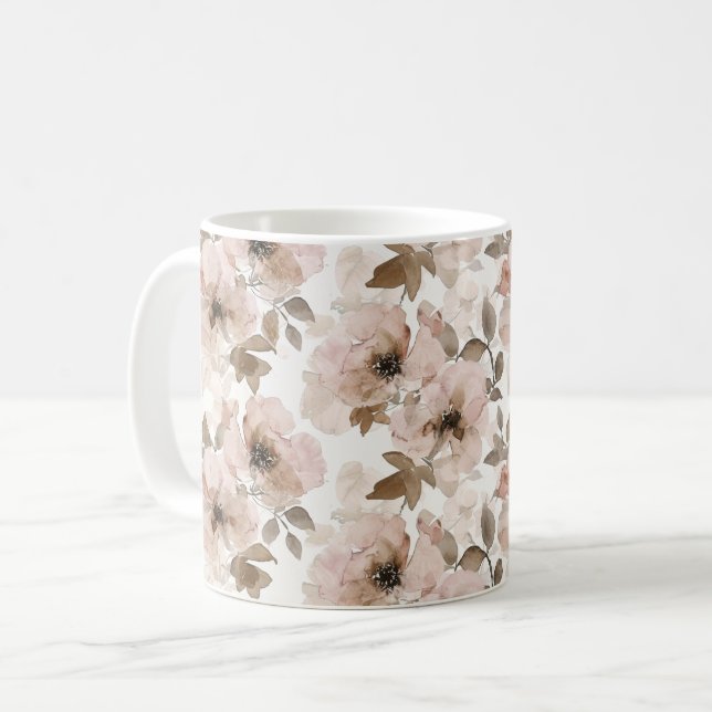 Caneca De Café Vaqueira Floral do Sudoeste Rosa Marrom (Frente Esquerda)