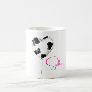 Caneca De Café Vaqueira Preto Branco Balão Coração de Vaca