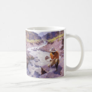 Caneca De Café Vaqueiro Antigo, Lavando Ouro, Wyoming por Leigh