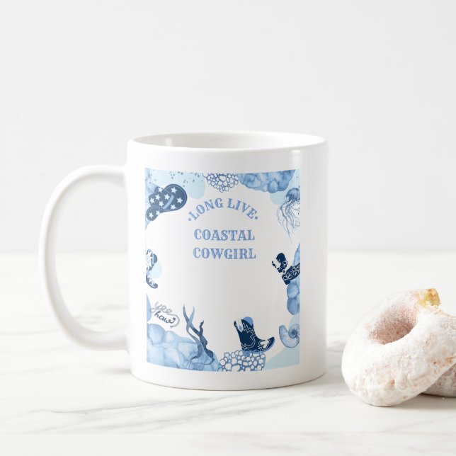 Caneca De Café vaqueiro-costeiro azul (Com Donut)