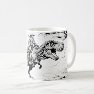 Caneca De Café Vaqueiro montando dinossauro