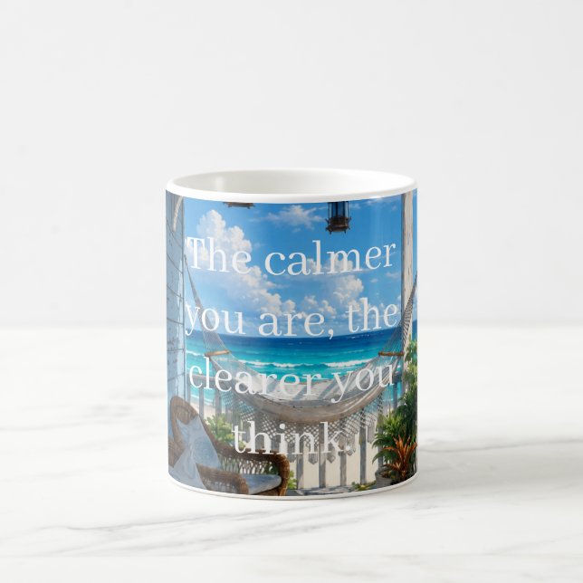 Caneca De Café Varanda Costeira com Rede e Mar Turquesa (Centro)
